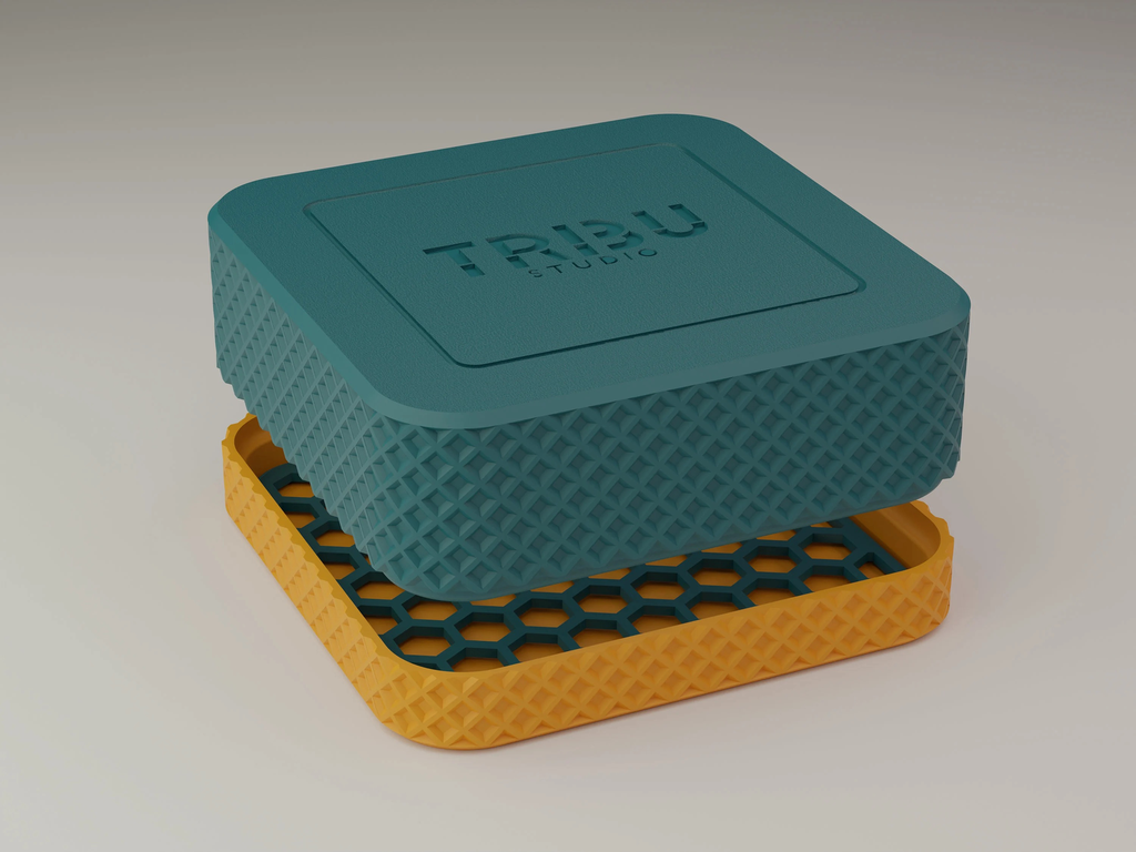 Boîte à savon carrée personnalisable - écrin pour cosmétiques solides - Design Losanges (8 cm, Ivoire)