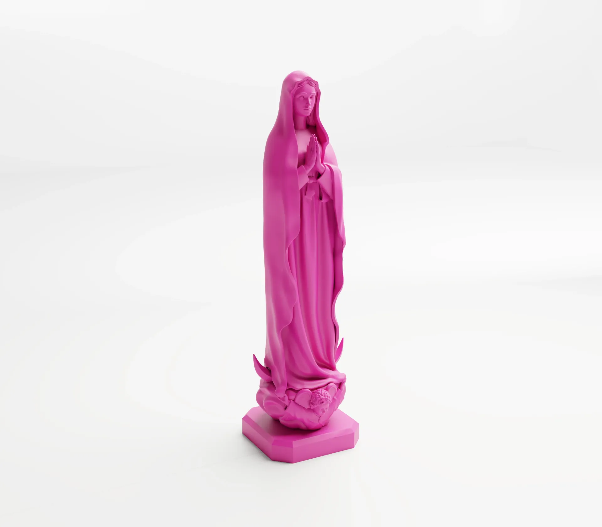 Statuette Vierge Marie colorée sur socle - décoration pop petits et grands formats (14cm, Ivoire)