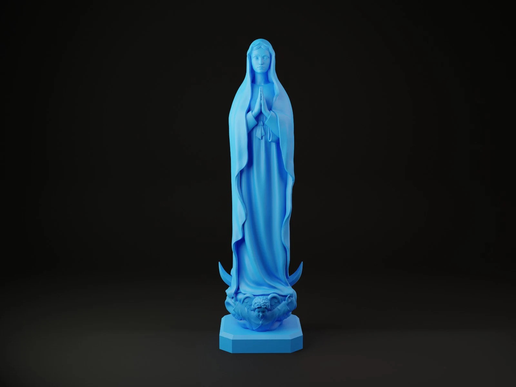 Statuette Vierge Marie colorée sur socle - décoration pop petits et grands formats (14cm, Ivoire)