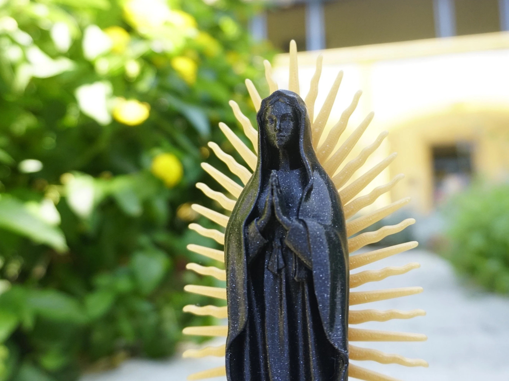 Vierge de Guadalupe bicolore - statuette personnalisable - décoration originale  (14cm, Ivoire)