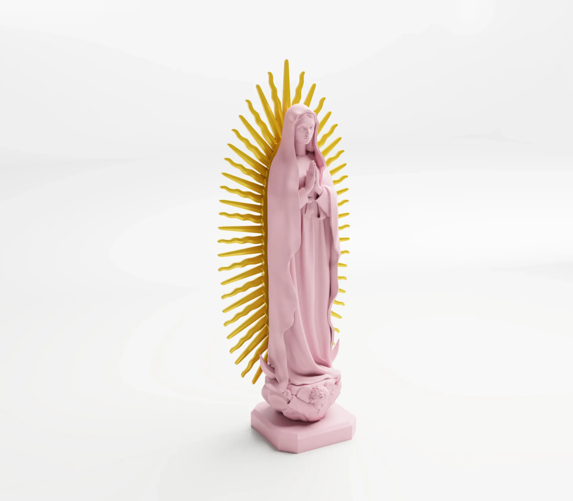 Vierge de Guadalupe bicolore - statuette personnalisable - décoration originale  (14cm, Ivoire)