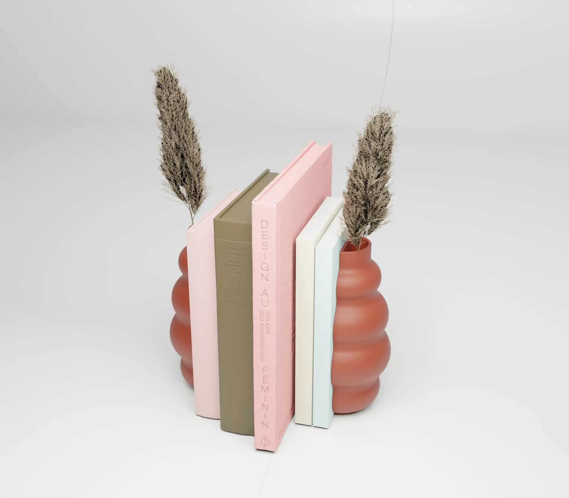 Serre-livres design avec vase intégré