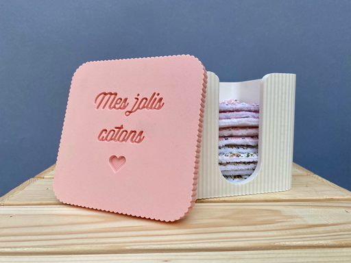 Boîte à cotons lavables carrée - accessoires salle de bain 